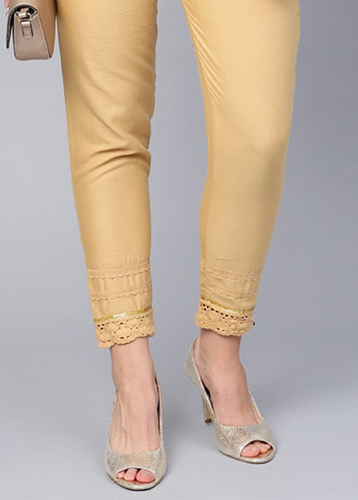 Gold Cotton Casual Pant