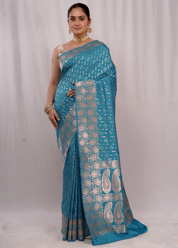 Blue Uppada Silk Saree With Blouse Piece - Indian Silk House Agencies