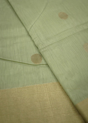 Green Chanderi Cotton Saree With Blouse Piece - Indian Silk House Agencies