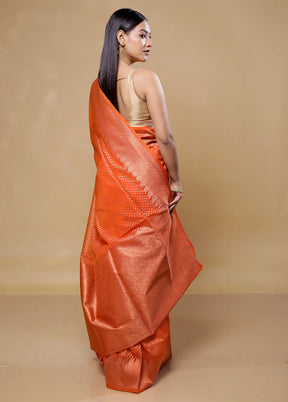 Orange Uppada Silk Saree With Blouse Piece