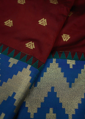 Maroon Kanjivaram Silk Saree With Blouse Piece - Indian Silk House Agencies