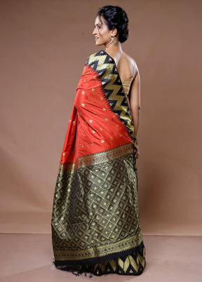 Rust Kanjivaram Silk Saree With Blouse Piece - Indian Silk House Agencies