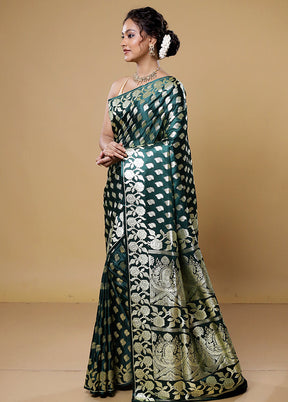 Green Banarasi Silk Saree With Blouse Piece