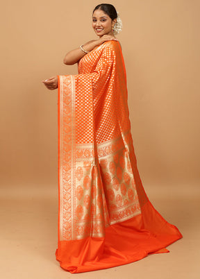 Orange Uppada Silk Saree With Blouse Piece