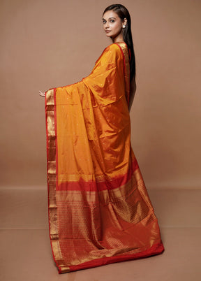 Pink Kanjivaram Silk Saree With Blouse Piece