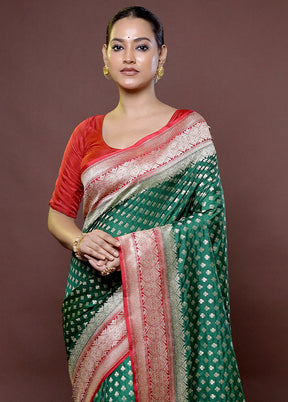 Green Kora Silk Saree With Blouse Piece