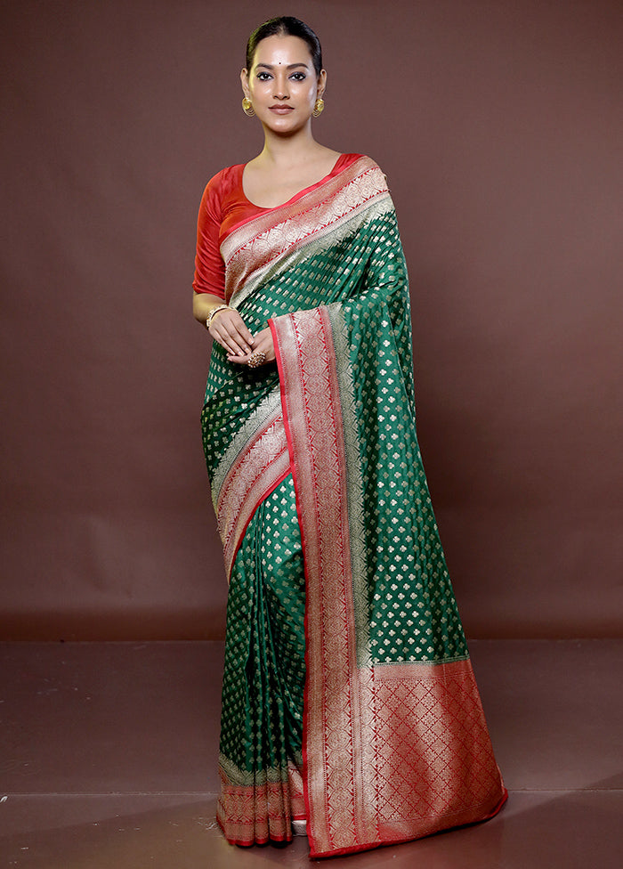 Green Kora Silk Saree With Blouse Piece