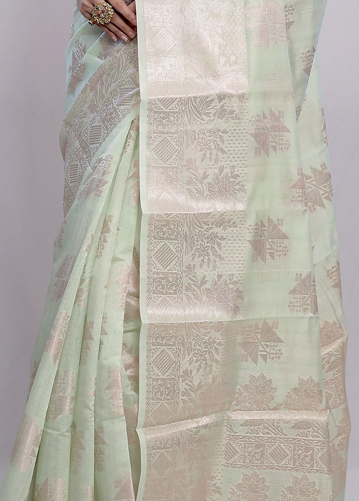 Green Kora Silk Saree With Blouse Piece - Indian Silk House Agencies