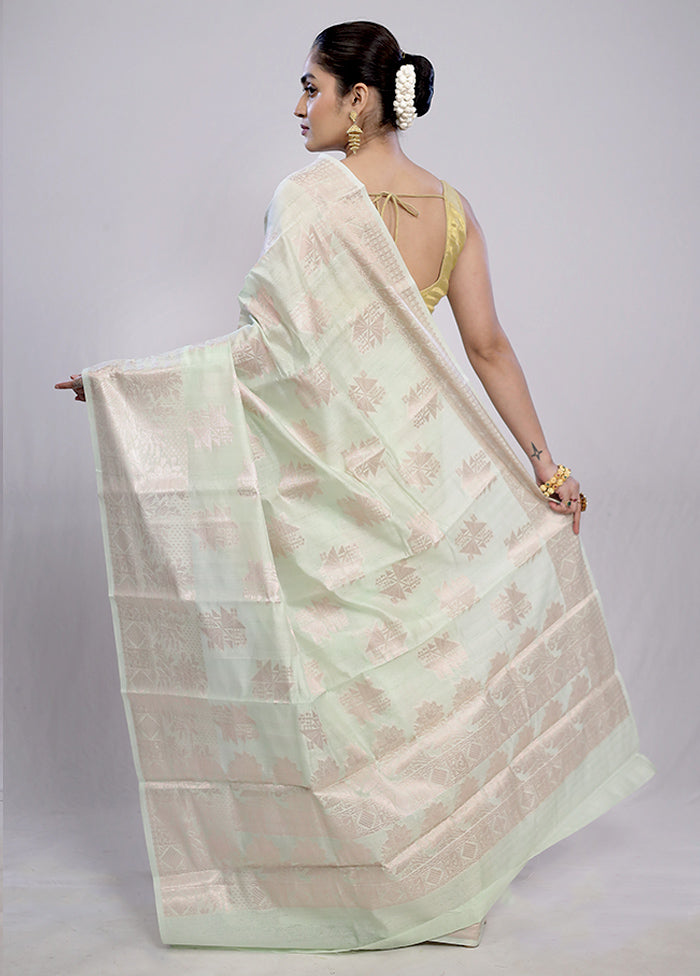 Green Kora Silk Saree With Blouse Piece - Indian Silk House Agencies