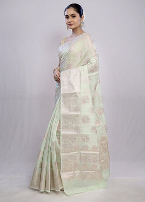 Green Kora Silk Saree With Blouse Piece - Indian Silk House Agencies