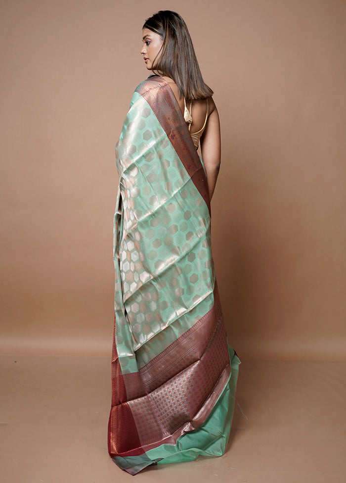 Green Kora Silk Saree With Blouse Piece