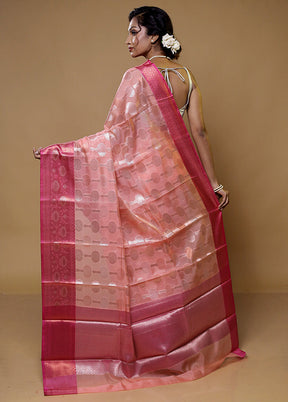 Pink Kora Silk Saree With Blouse Piece