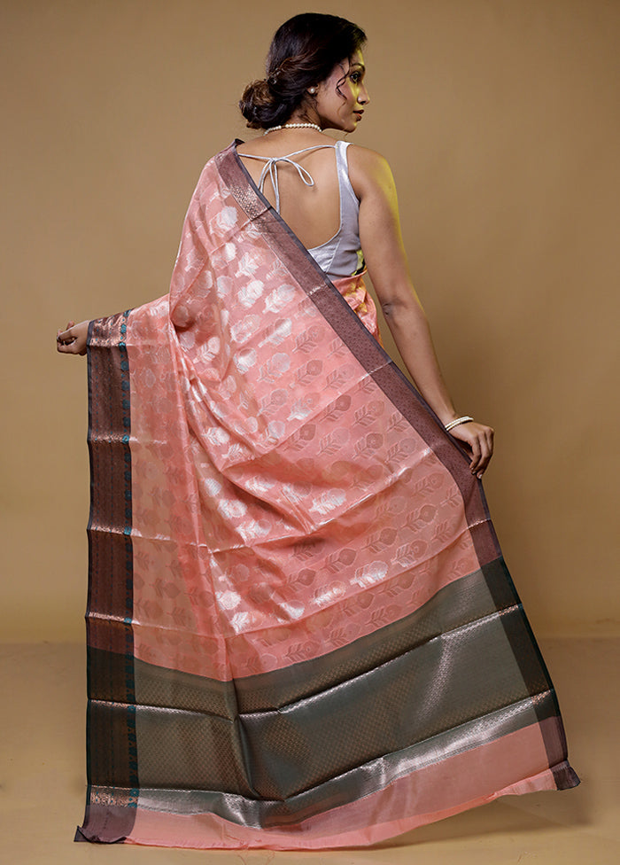 Pink Kora Silk Saree With Blouse Piece