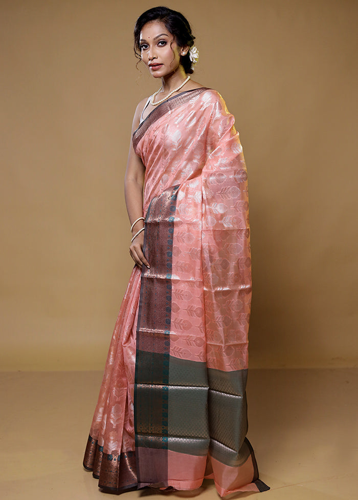 Pink Kora Silk Saree With Blouse Piece