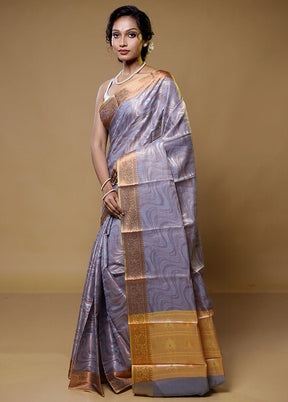 Grey Kora Silk Saree With Blouse Piece