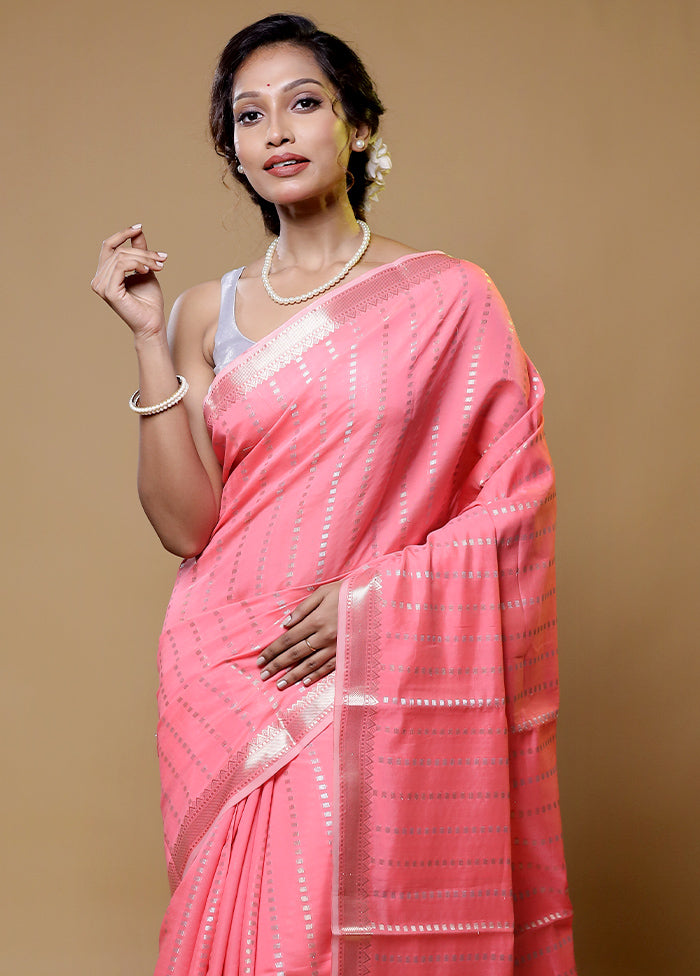 Pink Dupion Silk Saree With Blouse Piece