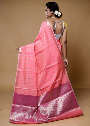 Pink Dupion Silk Saree With Blouse Piece