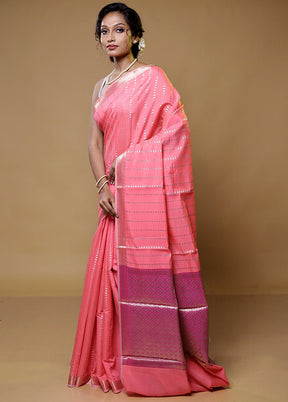 Pink Dupion Silk Saree With Blouse Piece