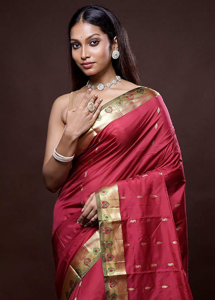 Pink Kanjivaram Silk Saree Without Blouse Piece - Indian Silk House Agencies