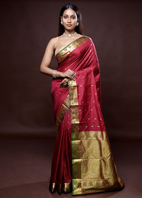 Pink Kanjivaram Silk Saree Without Blouse Piece - Indian Silk House Agencies