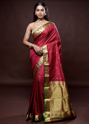 Pink Kanjivaram Silk Saree Without Blouse Piece - Indian Silk House Agencies