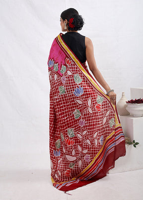 Pink Printed Pure Silk Saree With Blouse Piece - Indian Silk House Agencies