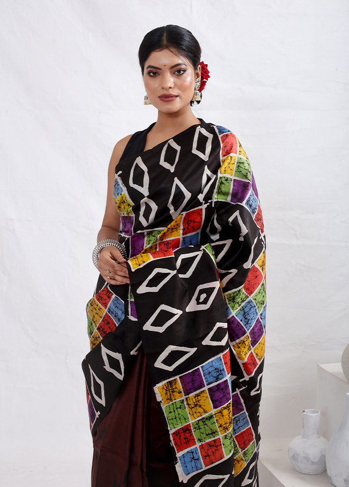 Maroon Printed Pure Silk Saree With Blouse Piece - Indian Silk House Agencies