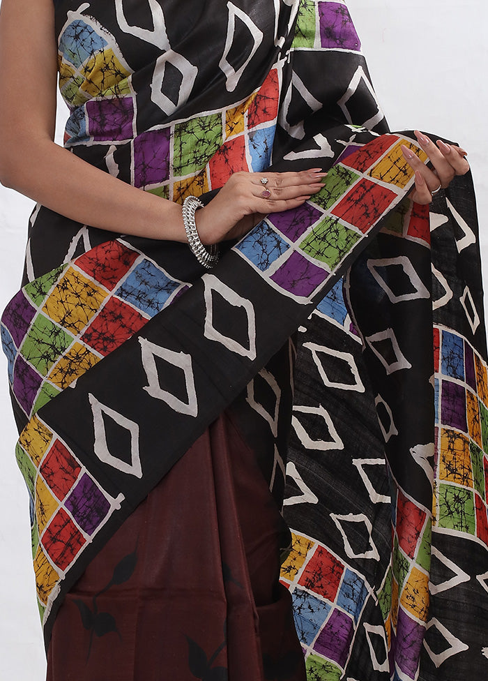 Maroon Printed Pure Silk Saree With Blouse Piece - Indian Silk House Agencies