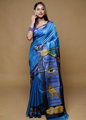 Cream Tussar Silk Saree With Blouse Piece