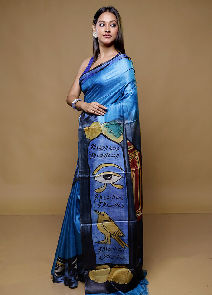 Cream Tussar Silk Saree With Blouse Piece