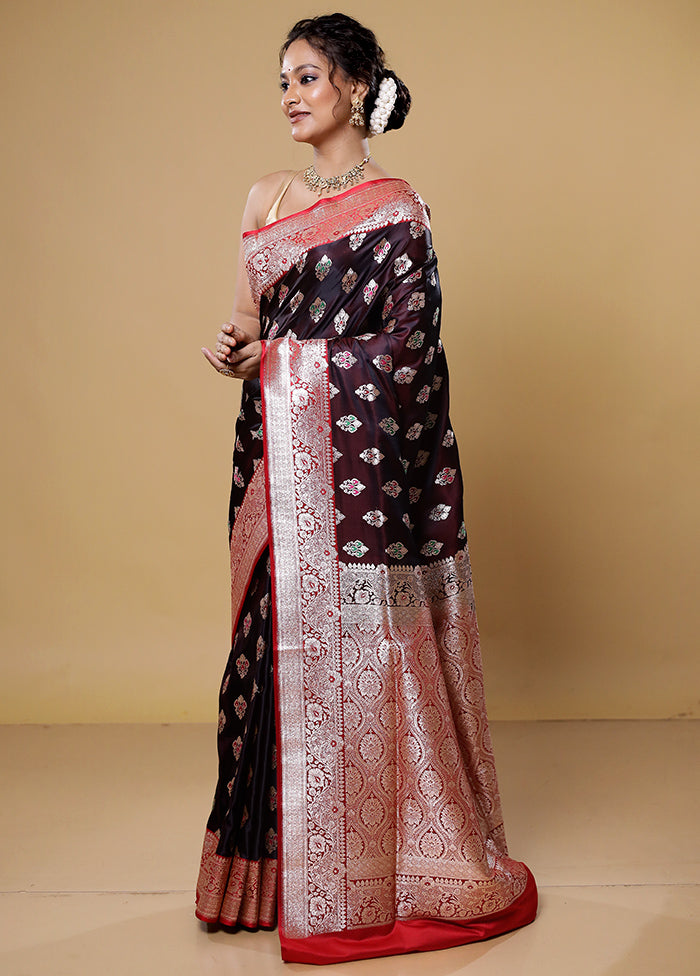 Maroon Banarasi Silk Saree With Blouse Piece