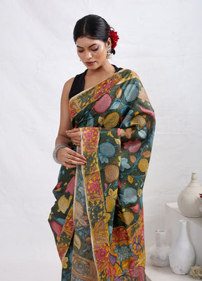 Green Tussar Pure Silk Saree With Blouse Piece - Indian Silk House Agencies