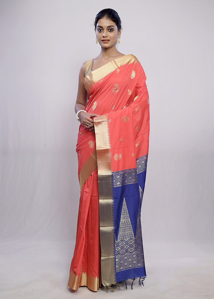 Pink Kanjivaram Silk Saree With Blouse Piece - Indian Silk House Agencies