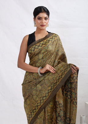 Brown Tussar Pure Silk Saree With Blouse Piece - Indian Silk House Agencies