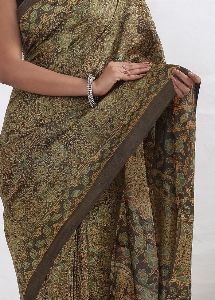 Brown Tussar Pure Silk Saree With Blouse Piece - Indian Silk House Agencies