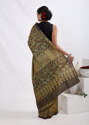 Brown Tussar Pure Silk Saree With Blouse Piece - Indian Silk House Agencies