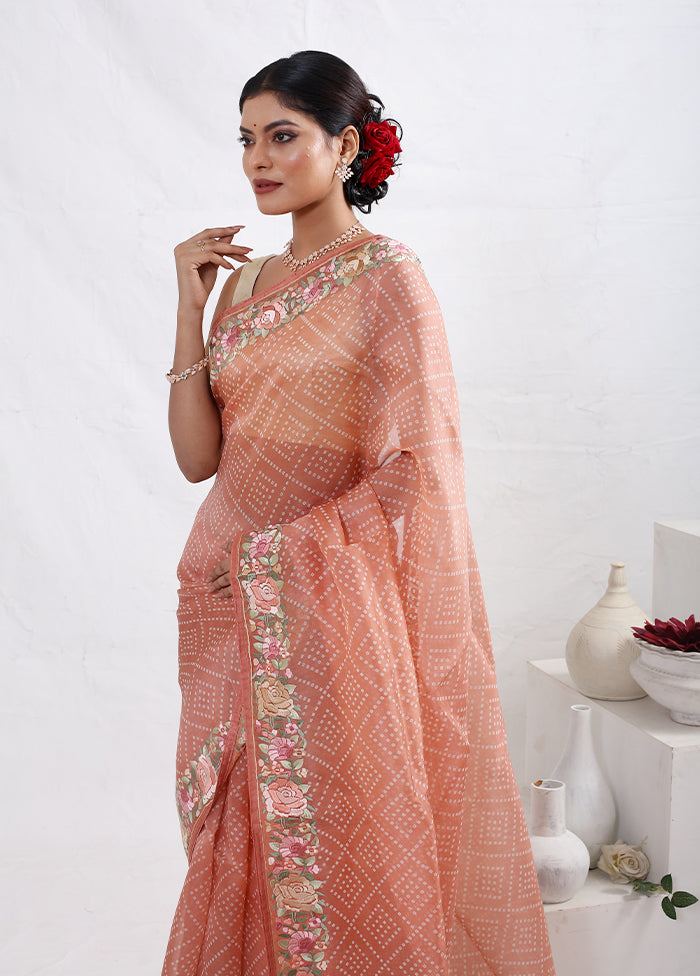 Rust Pure Organza Saree With Blouse Piece - Indian Silk House Agencies