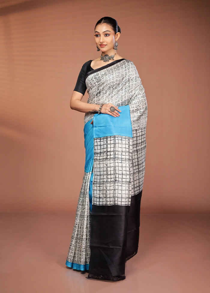 Multicolor Printed Pure Silk Saree Without Blouse Piece