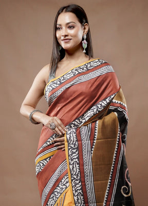 Multicolor Printed Pure Silk Saree With Blouse Piece - Indian Silk House Agencies