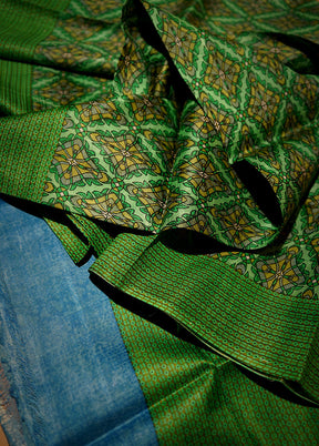 Green Printed Pure Silk Saree With Blouse Piece - Indian Silk House Agencies