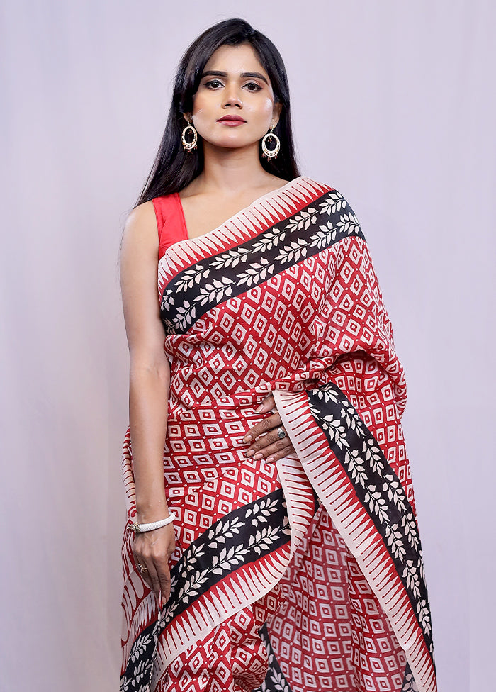 Multicolor Printed Pure Silk Saree With Blouse Piece - Indian Silk House Agencies