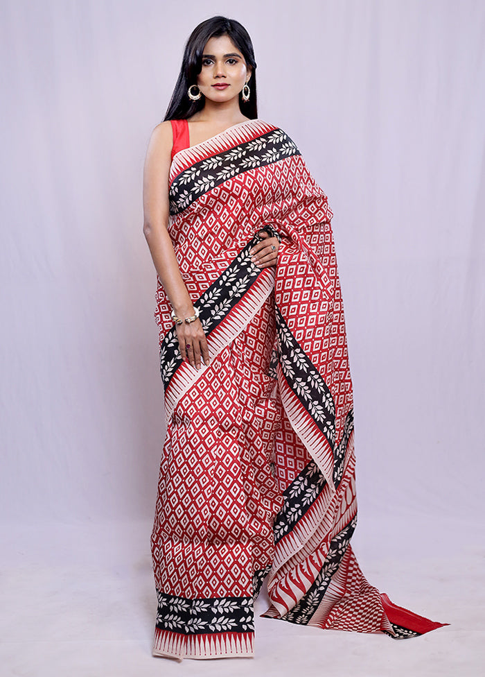 Multicolor Printed Pure Silk Saree With Blouse Piece - Indian Silk House Agencies