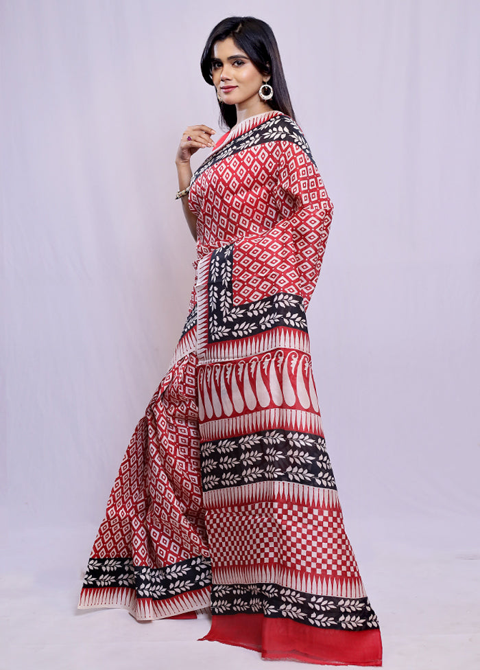 Multicolor Printed Pure Silk Saree With Blouse Piece - Indian Silk House Agencies