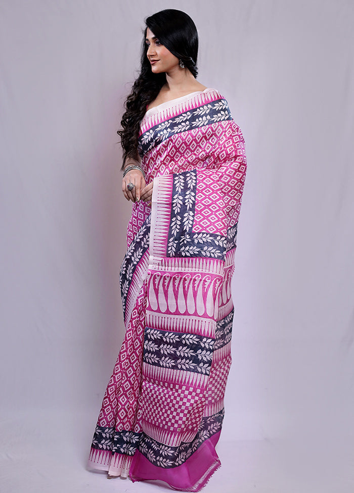 Multicolor Printed Pure Silk Saree With Blouse Piece - Indian Silk House Agencies