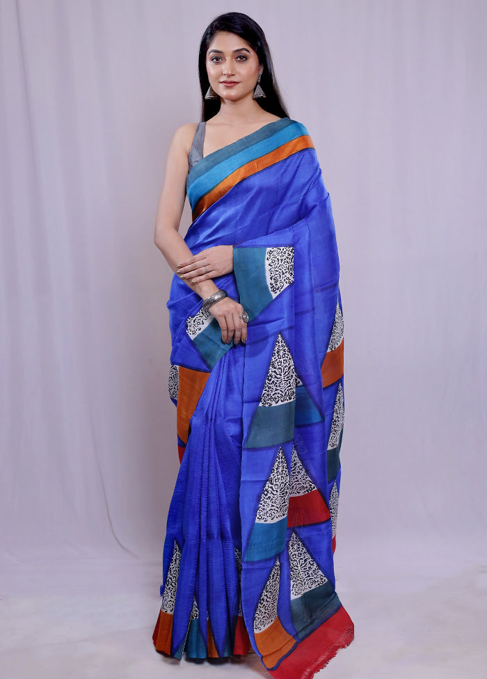 Multicolor Printed Pure Silk Saree With Blouse Piece - Indian Silk House Agencies