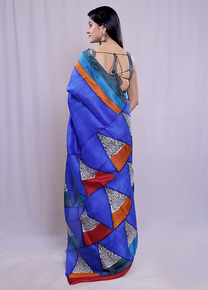 Multicolor Printed Pure Silk Saree With Blouse Piece - Indian Silk House Agencies