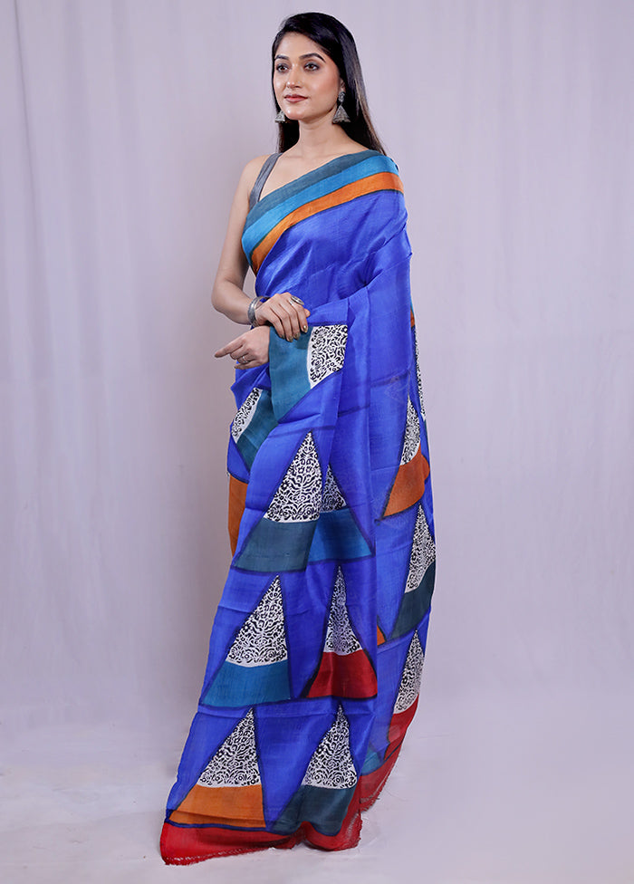 Multicolor Printed Pure Silk Saree With Blouse Piece - Indian Silk House Agencies