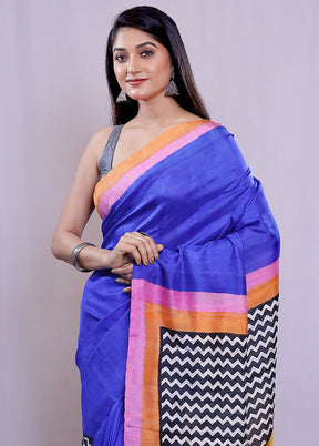 Multicolor Printed Pure Silk Saree With Blouse Piece - Indian Silk House Agencies