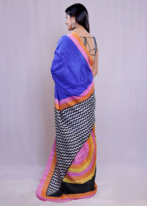 Multicolor Printed Pure Silk Saree With Blouse Piece - Indian Silk House Agencies