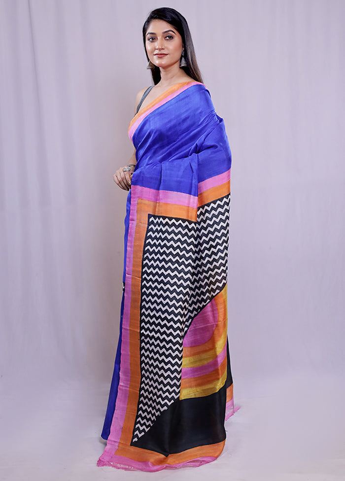 Multicolor Printed Pure Silk Saree With Blouse Piece - Indian Silk House Agencies